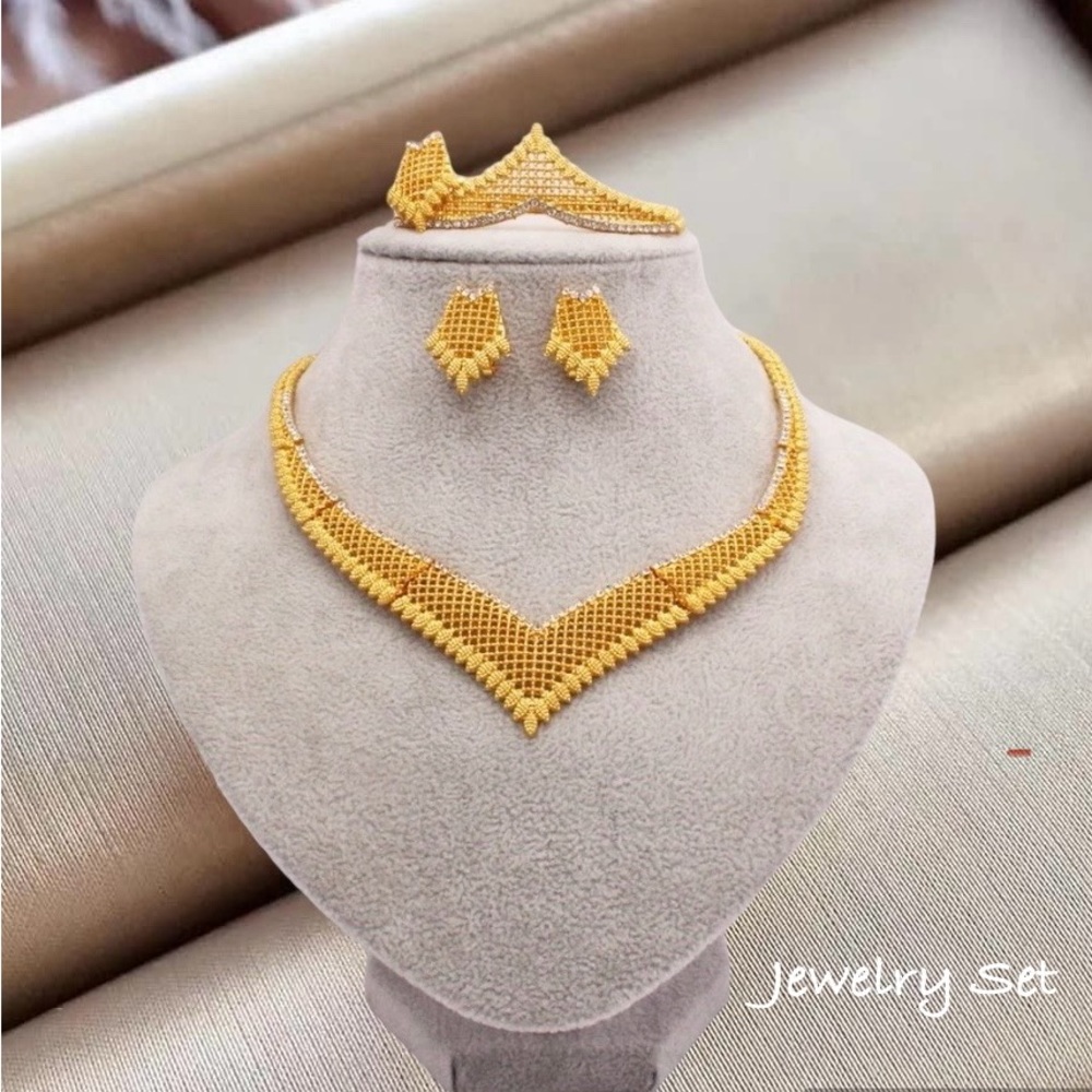 Gold Jewelry Set,  African Jewelry Set, Choker Jewelry Set, Wedding Jewelry Gift